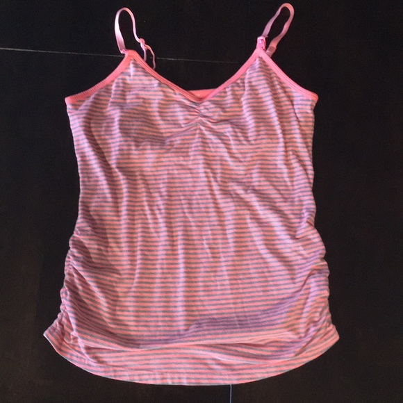 Motherhood Maternity Motherhood coral striped nursing tank top from